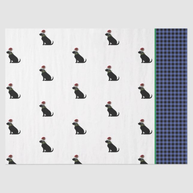 Papel De Seda Black Lab Navidades de silueta Patrón comprobación (Anverso)