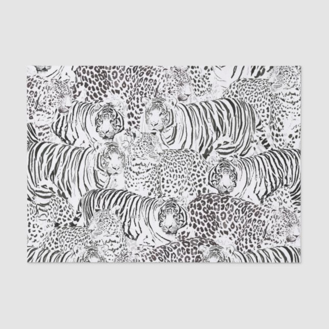 Papel De Seda Black Leopard Tiger Animals Pattern (Anverso)