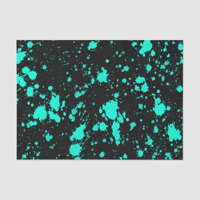 Papel De Seda Black Mint Paint Splatter Artistic Splash Creative (Anverso)