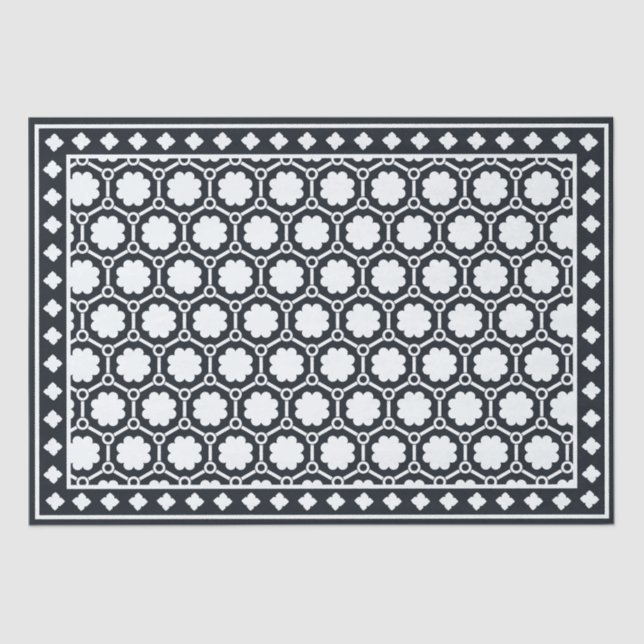 Papel De Seda Black Modern Bone Inlay Decoupage Paper (Anverso)