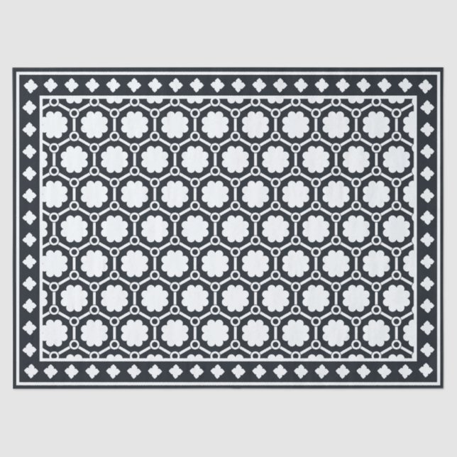 Papel De Seda Black Modern Bone Inlay Decoupage Paper (Anverso)