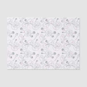 Papel De Seda Black on White Poppies