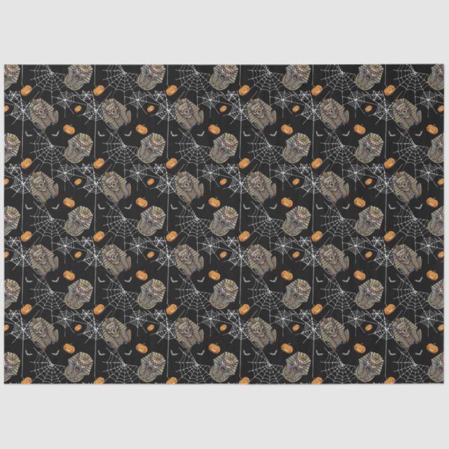 Papel De Seda 🖤 Black Pharaoh Mummy Tissue Paper 🎃 👑 (Anverso)