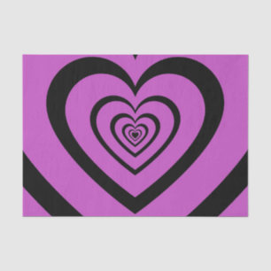 Papel De Seda Black Purple Hypnotic Heart Love Pattern