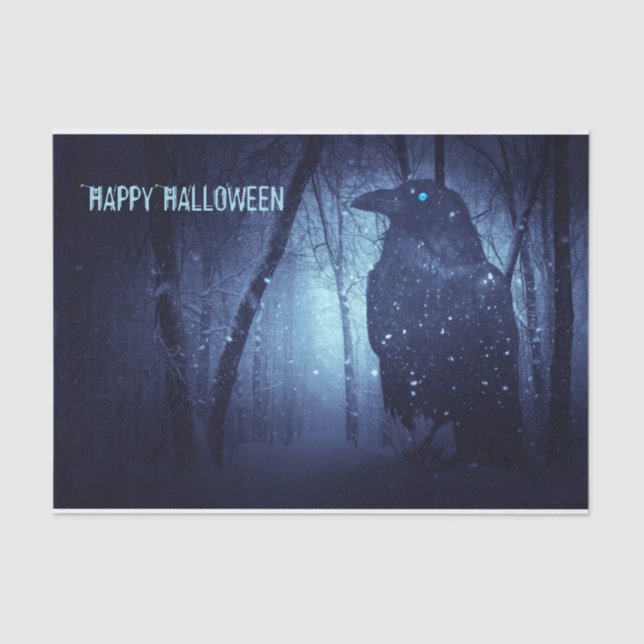 Papel De Seda Black Raven Blue Forest Halloween Party (Anverso)