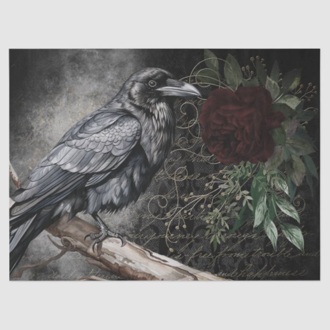 Papel De Seda Black Raven Rosa Whimsical (Anverso)