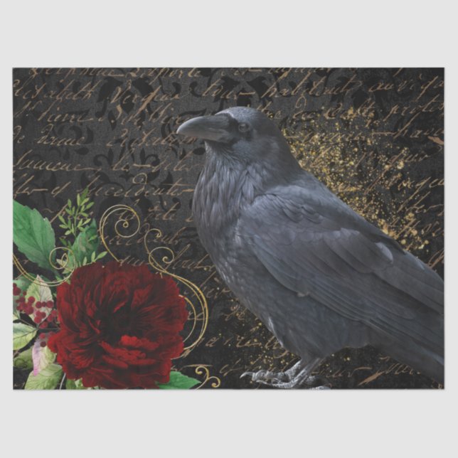 Papel De Seda Black Raven Rosa Whimsical (Anverso)