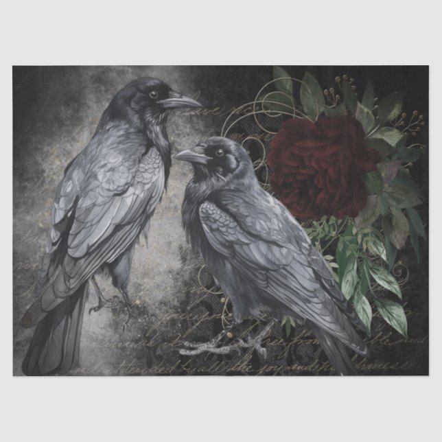 Papel De Seda Black Raven Rosa Whimsical (Anverso)
