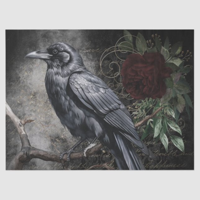 Papel De Seda Black Raven Rosa Whimsical (Anverso)