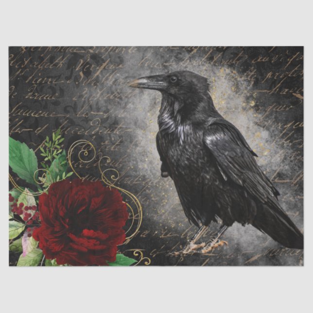 Papel De Seda Black Raven Rosa Whimsical (Anverso)