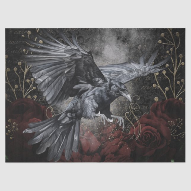 Papel De Seda Black Raven Rosa Whimsical (Anverso)