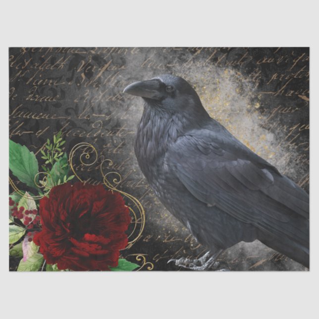 Papel De Seda Black Raven Rosa Whimsical (Anverso)