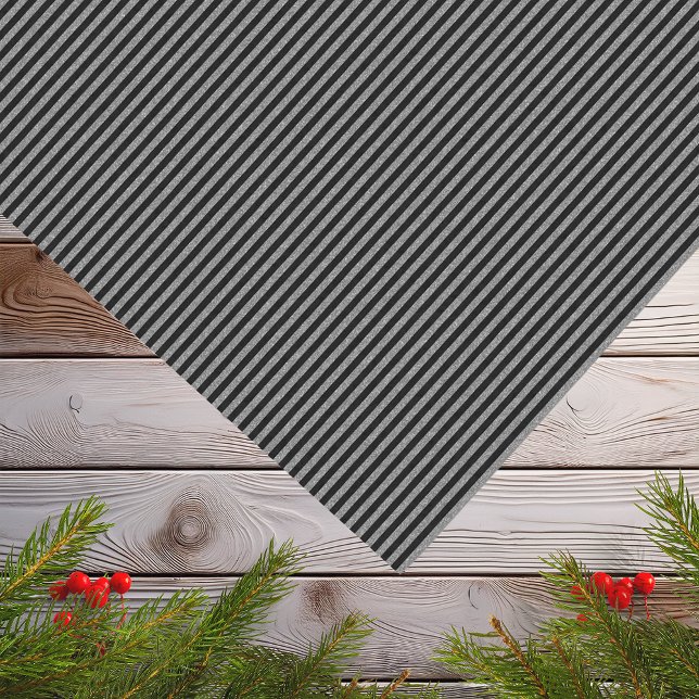 Papel De Seda Black Silver Stripe Modern Minimal Boho Holiday (Black Silver Stripe Modern Minimal Boho Holiday Tissue Paper)