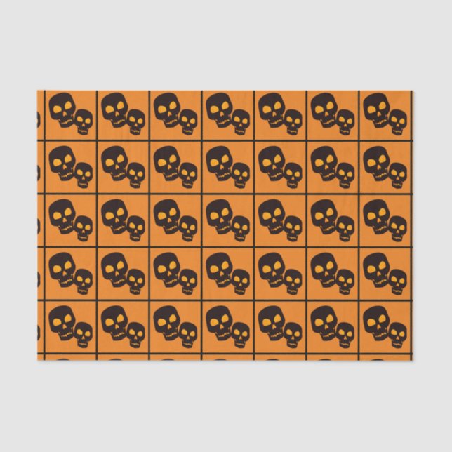 Papel De Seda Black Skulls Halloween (Anverso)