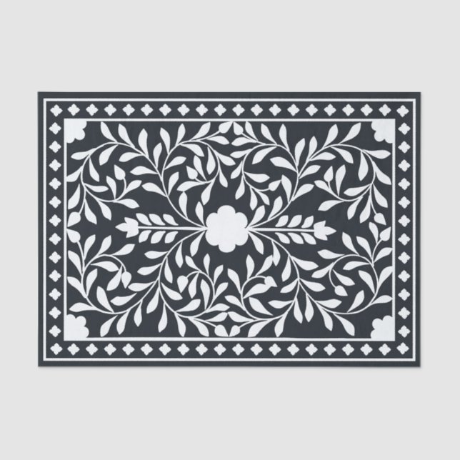 Papel De Seda Black Traditional Bone Inlay Decoupage Paper (Anverso)