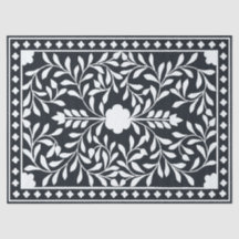 Black Traditional Bone Inlay Decoupage Paper