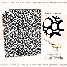 Papel De Seda Black White Abstract Circles Collage Tissue Paper