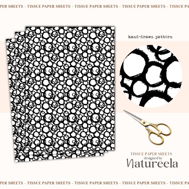 Papel De Seda Black White Abstract Circles Collage Tissue Paper (Subido por el creador)