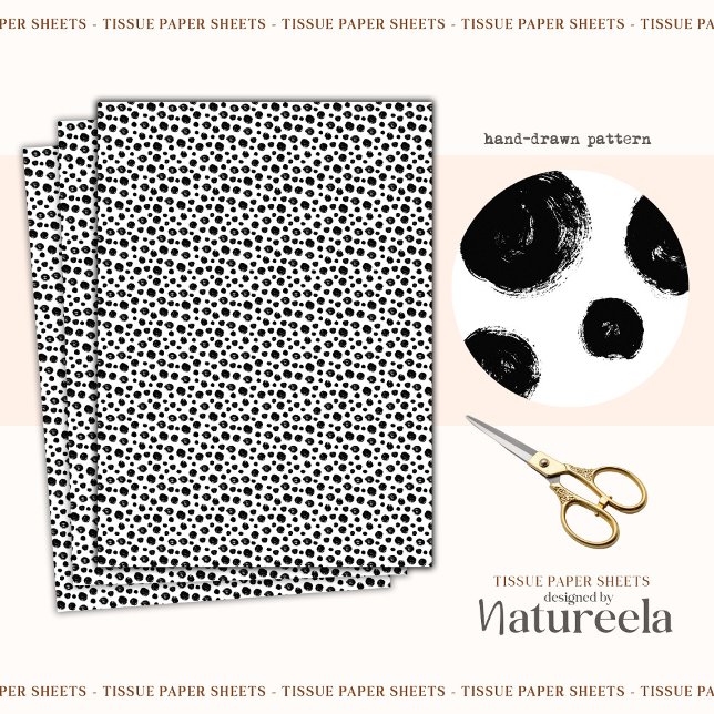 Papel De Seda Black White Abstract Dots Collage Tissue Paper (Subido por el creador)