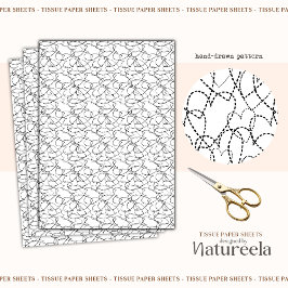 Papel De Seda Black White Abstract Hearts Collage Tissue Paper