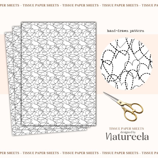 Papel De Seda Black White Abstract Hearts Collage Tissue Paper (Subido por el creador)