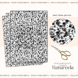 Papel De Seda Black White Abstract Splashes Collage Tissue Paper