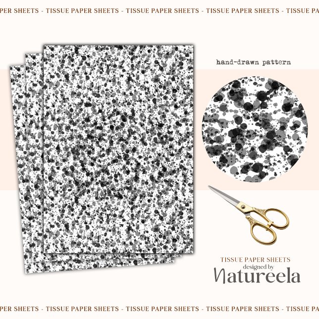 Papel De Seda Black White Abstract Splashes Collage Tissue Paper (Subido por el creador)