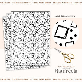 Papel De Seda Black White Abstract Squares Collage Tissue Paper