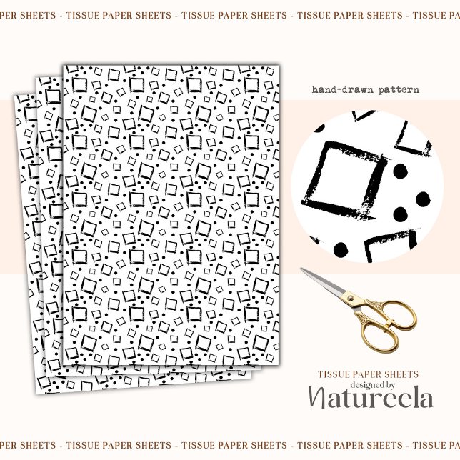 Papel De Seda Black White Abstract Squares Collage Tissue Paper (Subido por el creador)