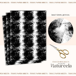Papel De Seda Black White Brushstrokes Collage Tissue Paper