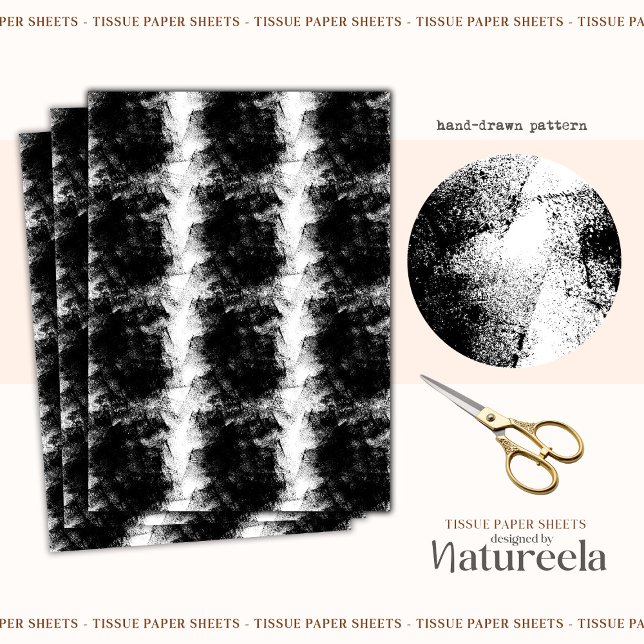 Papel De Seda Black White Brushstrokes Collage Tissue Paper (Subido por el creador)