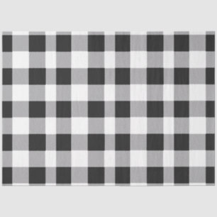 Papel De Seda Black White Buffalo Gingham Check Plate Holiday