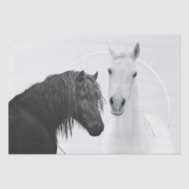 Papel De Seda Black White Horses Best Friends Decoup (Anverso)