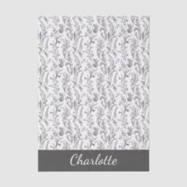 Papel De Seda Black White Toile Floral Custom Name