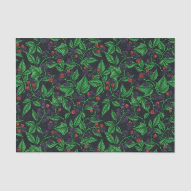 Papel De Seda Blackberries sobre gris oscuro (Anverso)