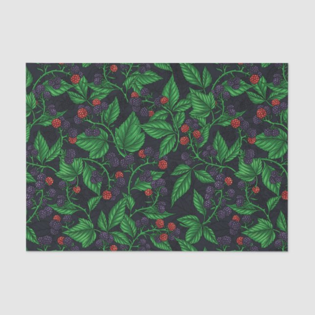 Papel De Seda Blackberries sobre gris oscuro (Anverso)