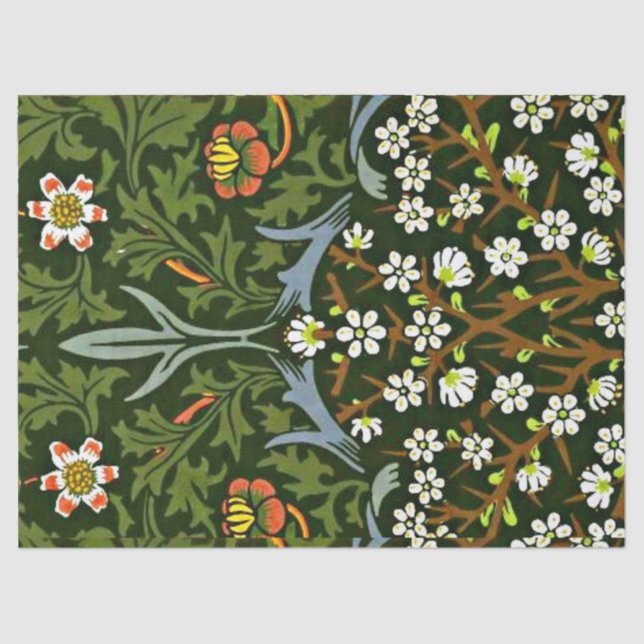 Papel De Seda Blackthorn, famoso patrón William Morris, (Anverso)
