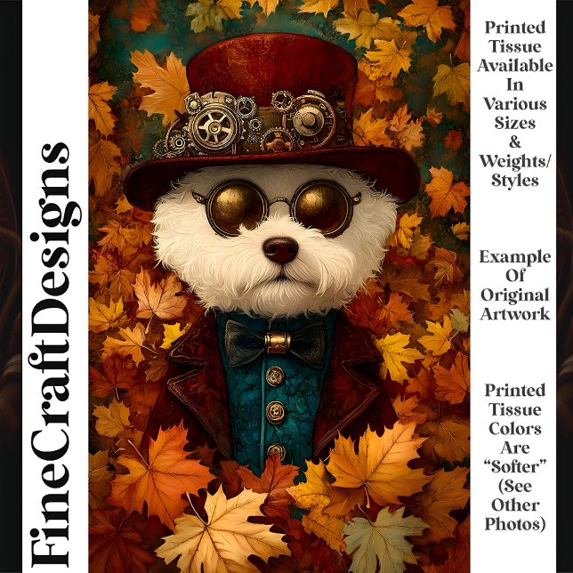 Papel De Seda Blanca fantasía Steampunk perrito T1 decoupage (Subido por el creador)