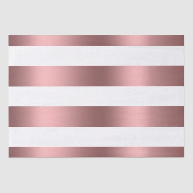 Papel De Seda Blanco a rayas y oro Rosa (Anverso)