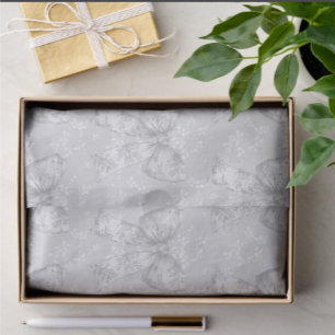 Papel De Seda Blanco Antiguo Gris Plateado Flores Toile Lazos 