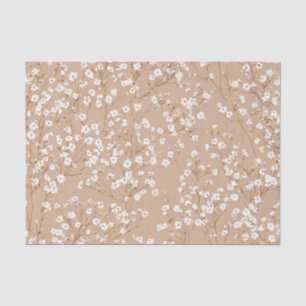 Papel De Seda Blanco Beige Ditsy Pastel Boho Años 70 Floral Vint