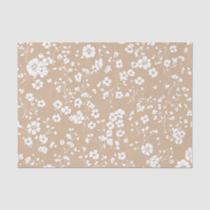 Papel De Seda Blanco Beige Ditsy Pastel Boho Años 70 Floral Vint