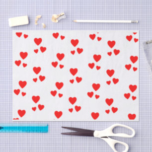 Papel De Seda Blanco con corazones rojos
