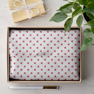 Papel de seda blanco con corazones rojos