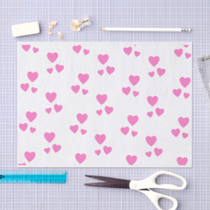 Papel De Seda Blanco con corazones rosados