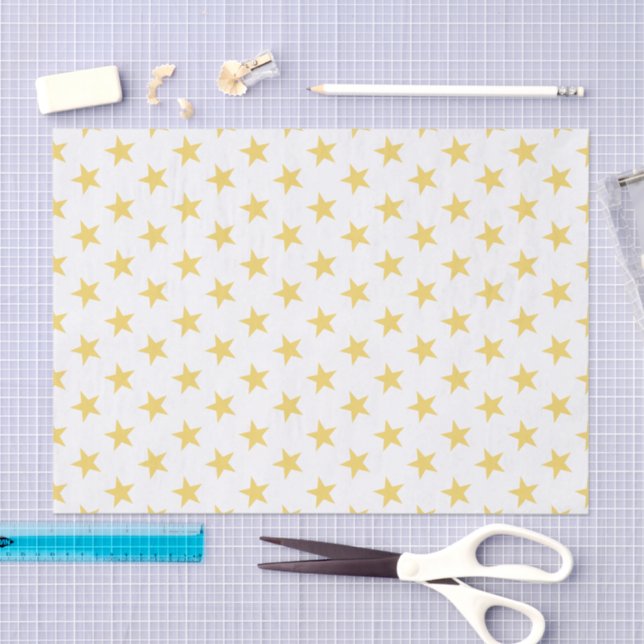 Papel De Seda Blanco con estrellas de oro (Artesanía)