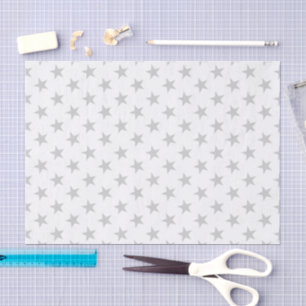 Papel De Seda Blanco con estrellas grises