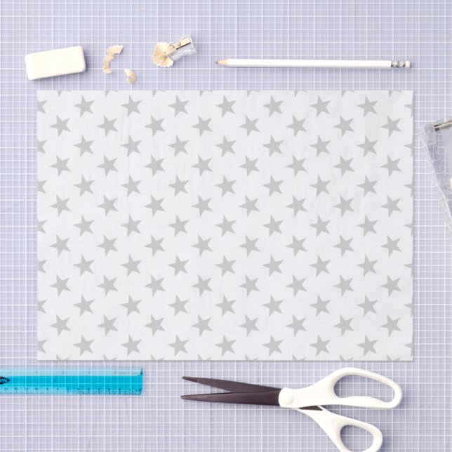 Papel De Seda Blanco con estrellas grises (Artesanía)