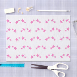Papel De Seda Blanco con estrellas rosadas calientes