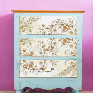 Papel De Seda Blanco con fondo de flores de vino dorado